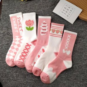Bright Color Custom Design Beautiful Lady Woman Fashion Cotton Leisure Sport Wholesale Grip Happy Socks