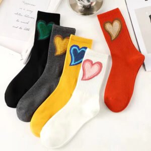 Colorful Lover Design Custom Wholesale High Quality Woman Girl High Elastic Band Leisure Happy Grip School Dress Sock