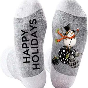 Fashion Christmas Socks Unisex Custom Snowman Logo Socks with Printing on Foot