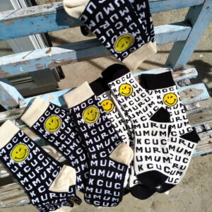 Fashion Smile Face Custom Wholesale 100 Cotton Woman Beautiful Words Cool Leisure Girl Happy Socks