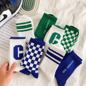 Foreign Trade Super Quality Personalized Colorful Checkerboard Student Sports Socks