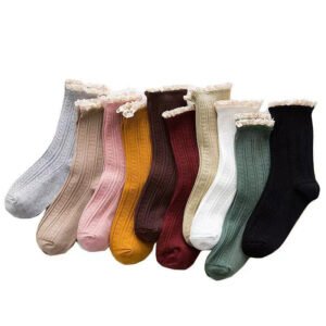 High Quality Double Needle Lace Cotton Frilly Socks Cotton Lace Ruffle Fairy Socks for Girls