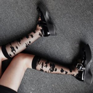 Knee High Style Transparent Organza Sexy Women Custom Black Knitting Design Fashion Wholesale Cheap Girl Long Sock