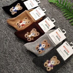 Lovely Bear Style Fashion Hot Sale Wholesale High Quality Young Women School Girl Breathable Soft Custom Funny Happy Socks