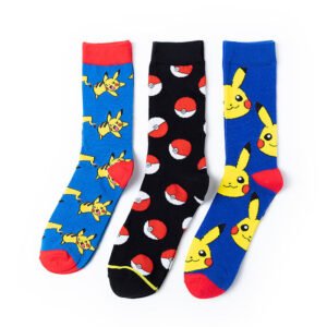 Quality Custom Logo Pikachu Pattern Cotton Socks Unisex Funny Cartoon Happy Men Socks