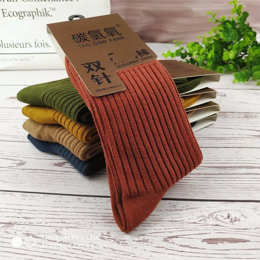 Solid Color Double Stitch High Quality Wholesale Custom Men Business Dress Grip Cotton Crew Socks