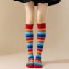Rainbow Striped Women’s Long Tube Socks – Halloween Cosplay, Party Show, Casual Polyester Cotton Blend Calf Socks – One Size Fits All - Image 15