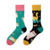 Four Seasons Asymmetrical Tide Socks – Unisex Cotton Streetwear with Unique Designs: Mandarin Duck, Black Cat, Christmas Elk & More - Image 7