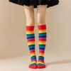Rainbow Striped Women’s Long Tube Socks – Halloween Cosplay, Party Show, Casual Polyester Cotton Blend Calf Socks – One Size Fits All - Image 3