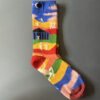 Women's Mid-Calf Oil Painting Socks – Fun, Artistic, Colorful Literary Style Socks for Everyday Wear - Image 38