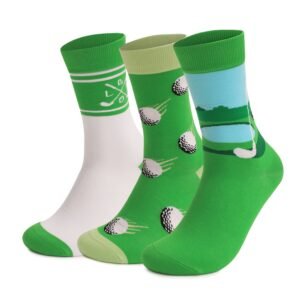 Golf-Themed Sweat-Absorbing Breathable Deodorant Socks – Unisex Combed Cotton, One Size Fits All, Trendy Sports Gift