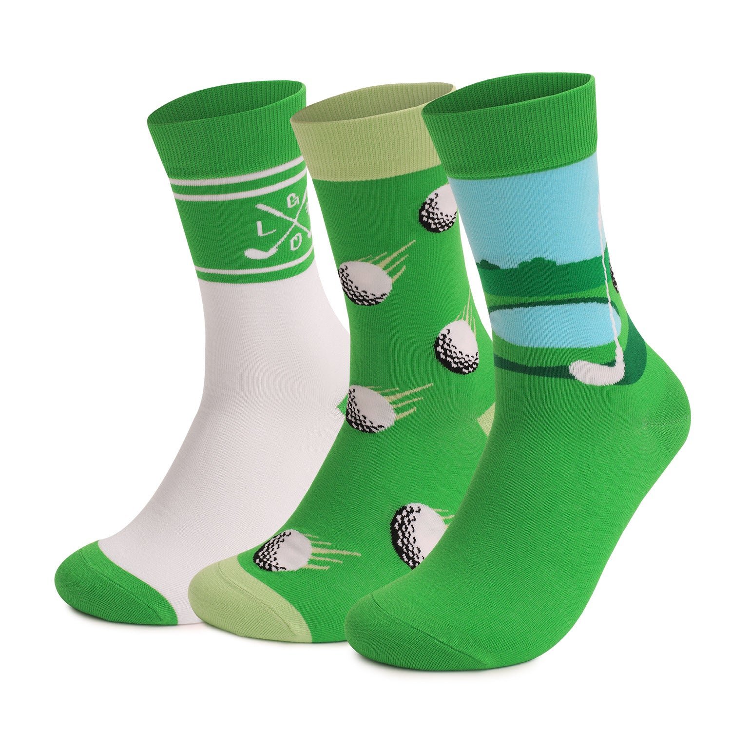 Golf-Themed Sweat-Absorbing Breathable Deodorant Socks – Unisex Combed Cotton, One Size Fits All, Trendy Sports Gift