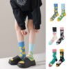 Four Seasons Asymmetrical Tide Socks – Unisex Cotton Streetwear with Unique Designs: Mandarin Duck, Black Cat, Christmas Elk & More - Image 3