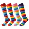 Rainbow Striped Women’s Long Tube Socks – Halloween Cosplay, Party Show, Casual Polyester Cotton Blend Calf Socks – One Size Fits All - Image 5