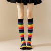 Rainbow Striped Women’s Long Tube Socks – Halloween Cosplay, Party Show, Casual Polyester Cotton Blend Calf Socks – One Size Fits All - Image 14