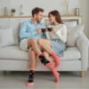 Valentine’s Day Cotton Socks for Couples – Unisex Black, Peach & Pink Medium Tube Socks, One Size Fits All, Perfect Holiday Gift - Image 2