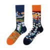 Four Seasons Asymmetrical Tide Socks – Unisex Cotton Streetwear with Unique Designs: Mandarin Duck, Black Cat, Christmas Elk & More - Image 26
