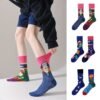 Four Seasons Asymmetrical Tide Socks – Unisex Cotton Streetwear with Unique Designs: Mandarin Duck, Black Cat, Christmas Elk & More