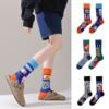 Four Seasons Asymmetrical Tide Socks – Unisex Cotton Streetwear with Unique Designs: Mandarin Duck, Black Cat, Christmas Elk & More - Image 4