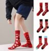 Four Seasons Asymmetrical Tide Socks – Unisex Cotton Streetwear with Unique Designs: Mandarin Duck, Black Cat, Christmas Elk & More - Image 2