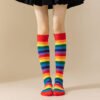 Rainbow Striped Women’s Long Tube Socks – Halloween Cosplay, Party Show, Casual Polyester Cotton Blend Calf Socks – One Size Fits All - Image 6