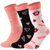 Valentine’s Day Cotton Socks for Couples – Unisex Black, Peach & Pink Medium Tube Socks, One Size Fits All, Perfect Holiday Gift
