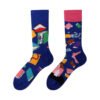 Four Seasons Asymmetrical Tide Socks – Unisex Cotton Streetwear with Unique Designs: Mandarin Duck, Black Cat, Christmas Elk & More - Image 21