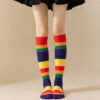 Rainbow Striped Women’s Long Tube Socks – Halloween Cosplay, Party Show, Casual Polyester Cotton Blend Calf Socks – One Size Fits All - Image 16