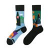 Four Seasons Asymmetrical Tide Socks – Unisex Cotton Streetwear with Unique Designs: Mandarin Duck, Black Cat, Christmas Elk & More - Image 27