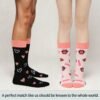 Valentine’s Day Cotton Socks for Couples – Unisex Black, Peach & Pink Medium Tube Socks, One Size Fits All, Perfect Holiday Gift - Image 3