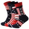 USA Patriotic Cotton Socks - Eagle Head, Red & White Stripes, Stars | Veterans Day Plus Size Sweat-Absorbing Medium Tube Socks for Men & Women