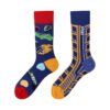 Four Seasons Asymmetrical Tide Socks – Unisex Cotton Streetwear with Unique Designs: Mandarin Duck, Black Cat, Christmas Elk & More - Image 24