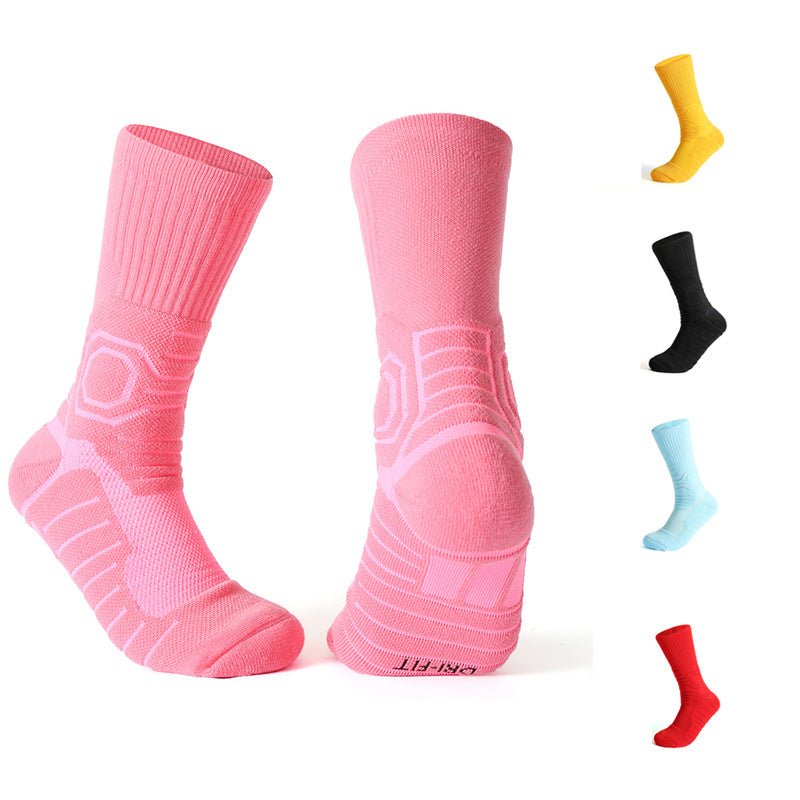 Professional Basketball Socks for Men – Non-Slip, Breathable, Sweat-Absorbing High Tube Sports Socks in Black, Blue, Pink, Red, White, Yellow – Elite Nylon Stockings for Performance & Comfort