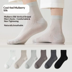 Men's Mulberry Silk Medium Tube Socks - Breathable, Boneless Casual Business Socks for Spring & Summer