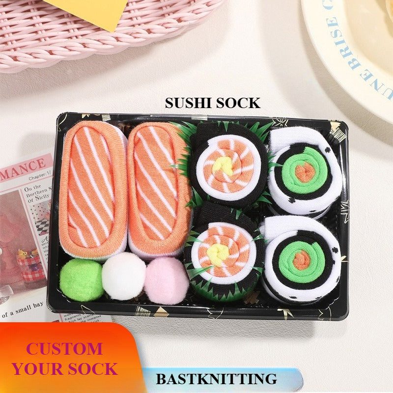 Trendy Sushi Salmon Striped Socks for Women – Skateboard & Sports Style