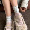 Striped Women’s Cotton Socks - Spring Summer College Style, Thin & Colorful - Image 2