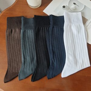 Premium Mercerized Cotton Men’s Business Socks - Thin, Solid Color, Seamless Toe Design