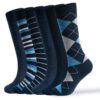 Men's Rhombus Striped Business Socks - High Tube Stockings for Autumn & Winter - Image 2