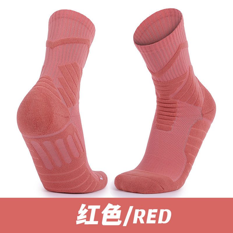 Men's Professional Basketball & Tennis Socks - High Elastic Lycra, Thick Towel Bottom, Medium Tube Sports Socks