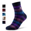 Men's Plaid Combed Cotton Business Socks - Trendy Medium Tube for Spring & Autumn