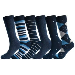 Men's Rhombus Striped Business Socks - High Tube Stockings for Autumn & Winter
