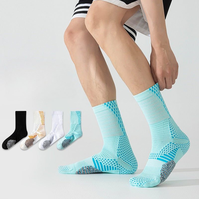 Men's Basketball Socks - Sweat-Absorbing, Thickened Towel Bottom, Autumn & Winter Sports Gear